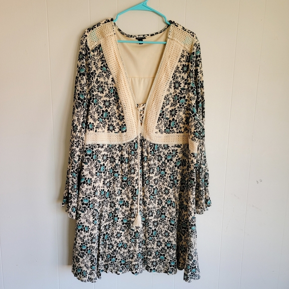 Torrid Mini Gauze Lace-Up Skater Dress - Picture 2 of 4